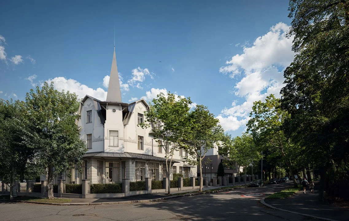 Villa Voyta, Praha 4 - vizualizace historické budovy z ulice
